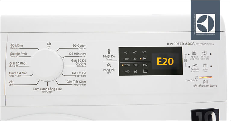 lỗi E20 máy giặt Electrolux