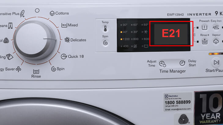 Tìm hiểu lỗi E21 máy giặt Electrolux